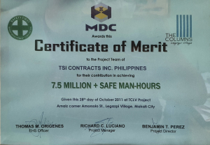 7.5 Million + Safe Man-Hours for the The Columns Legaspi Village Project